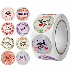 Envío Rápido, Personalizado, al por Mayor, 500 Piezas por Rollo, Etiquetas Adhesivas Redondas con Flores de Agradecimiento para Pequeñas Empresas - Product Image 3