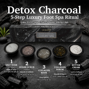 Kit de Spa para <span class=keywords><strong>Pies</strong></span> con Carbón Detox, Exfoliante de Azúcar, Mascarilla de Colágeno, Suero Dorado, <span class=keywords><strong>Crema</strong></span> Hidratante, 5 Pasos, Spa de Pedicura en una Caja - Product Image 1