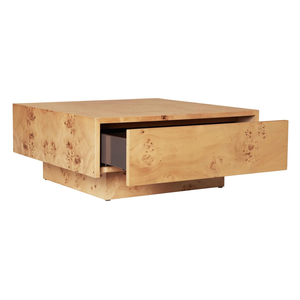 Indoor Home Modern Tea Table Mappa Burl Wood Center Square Living Room Coffee Home Decor Coffee Table With Storage Drawer - Product Image 6