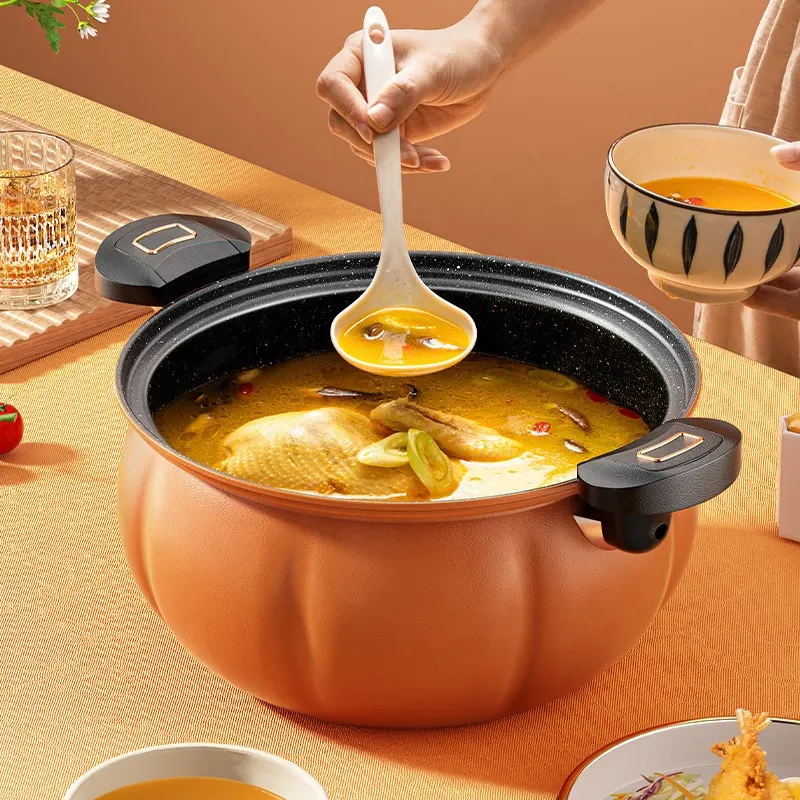 Hot 8L kitchen cookware Cast iron cooking pot Pumpkin stockpot micro pressure cooker