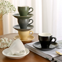 Ensemble de tasses à café en céramique, mug pour latte art, ensemble de thé de l'après-midi style Instagram, design minimaliste nordique, petite tasse à expresso luxueuse