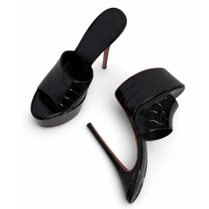 Mules de <span class=keywords><strong>Plataforma</strong></span> con Tacón de 16 cm, Diseño de Piel Sintética con Estampado de Pitón, Zapatos de Baile para Mujer, para Club, 2026 - Product Image 2