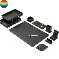 Ensemble de 10 organiseurs de bureau modernes et polyvalents en cuir PU écologique de luxe, avec MDF et métal, pour le bureau ou comme cadeau d'affaires