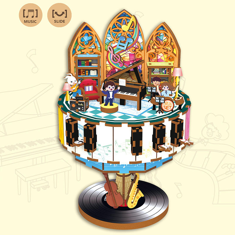 68056-3d wooden puzzle-music box series