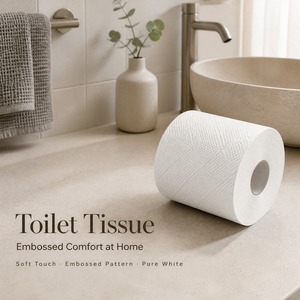 Papier toilette doux gaufré losanges, rouleau standard pour salles de bain d'hôtes et de bureaux - Product Image 1