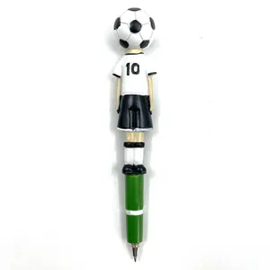 High quality customized logo promotion novelty pen football style ballpoint pen resin craft for children boy gifts