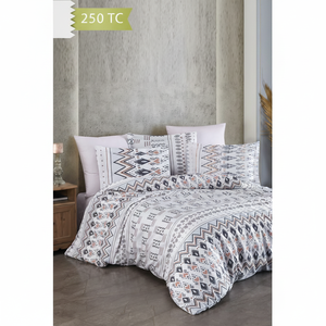 Varol 250 TC Bamboo Blend Cotton Satin Duvet Cover <b>Set</b> Family Size-Corsso Geometric Floral Pattern 4 Piece <b>Comforter</b> for Home - Product Image 3