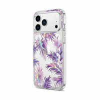 Étui transparent anti-chute en TPU magnétique à fleurs laser colorées pour 17 Pro Max et pour 18