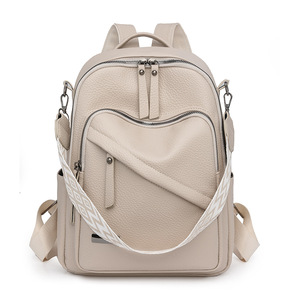 2025 nouveau sac à dos en cuir souple polyvalent rétro pour femmes Texture haut de gamme Floral pour les étudiants du collège voyage confortable - Product Image 1