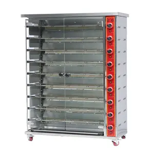 9 Staaf Commerciële Rvs Automatische Roterende Industriële Gas Kip Rotisserie Oven