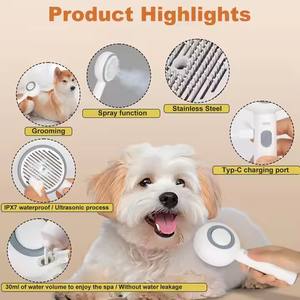 Spazzola a vapore per animali domestici <span class=keywords><strong>3</strong></span> in 1 pettine per la rimozione dei peli di animali domestici autopulente per la rimozione dei peli di gatto cane toelettatura spazzola prodotti - Product Image 2