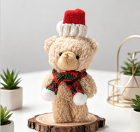 Ours en peluche miniatures mignons de Noël, très demandés, avec bonnet et écharpe tricotés, logo personnalisé, 13 cm, cadeaux de Noël pour enfants