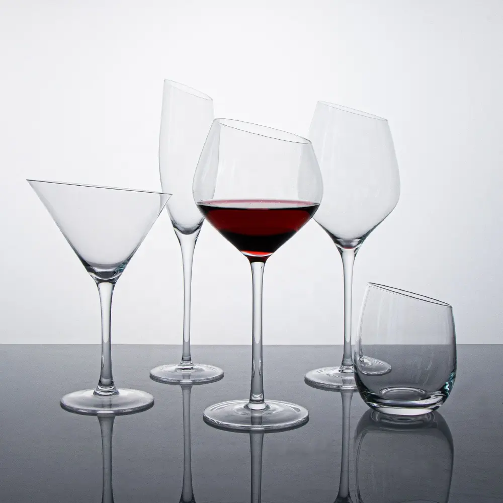 Оптовая продажа, Хрустальный высококачественный бокал для вина, бокал для шампанского, скошенная стеклянная посуда