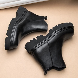 Men's Winter Ankle Side Zip Casual Cow Leather Waterproof Retro Inspired Elevator <b>Boots</b> Fashionable Dress <b>Boots</b> - Product Image 3