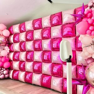 Globo <span class=keywords><strong>de</strong></span> Aluminio Cuadrado <span class=keywords><strong>de</strong></span> Doble Cara con Diseño <span class=keywords><strong>de</strong></span> Rosa Roja y Durazno, Color Rosa Metálico, <span class=keywords><strong>para</strong></span> Decoración <span class=keywords><strong>de</strong></span> Fondo en Bodas, San Valentín y Fiestas - Product Image 2