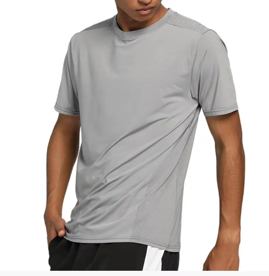 사용자 정의 야외 운동 스포츠웨어 슬림 핏 조깅 탑 스포츠 티셔츠 남성 압축 체육관 셔츠