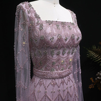 Robe de soirée de luxe Sharon Said SS089 rose perlée avec manches cape, robes de mariée de luxe pour femmes de Dubaï, prêtes à être expédiées