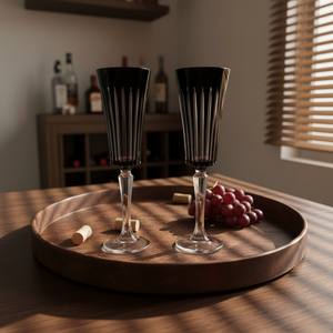 Flûtes à <span class=keywords><strong>champagne</strong></span> <span class=keywords><strong>en</strong></span> <span class=keywords><strong>cristal</strong></span> à bord noir et coupe verticale, verres à vin à pied rayés vintage, gobelets pour mariage et fête - Product Image 4