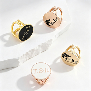 Insignia metálica personalizada, botón redondo esmaltado, broche de lujo para hiyab, diseño de flor de lis en oro rosa. - Product Image 4