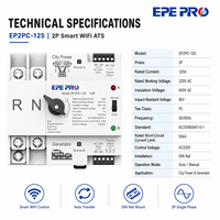 Interruptor de Transferencia Automática Inteligente WiFi EP2PC-125 2P 125A Monofásico de Doble Alimentación ATS para Energía Eléctrica Urbana y Generador