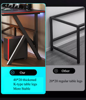 Bureau d'ordinateur en fibre de carbone noire de haute qualité en gros, table de jeu PC