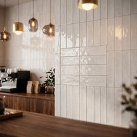 Carrelage mural texturé moulé en céramique brillante pour cuisine, série Opare, 75x300mm, pour impression jet d'encre