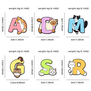YINI kişiselleştirilmiş alfabe kedi çinko alaşı<span class=keywords><strong>m</strong></span> emaye pimleri-epoksi kaplı mektup kedi rozetleri, kedi severler için benzersiz hediyeler, dayanıklı epoksi - Product Image 5