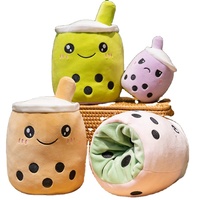 Peluche Boba Réversible Kawaii, Jouet Doux Double Face Thème Bubble Tea avec Rembourrage en Coton PP