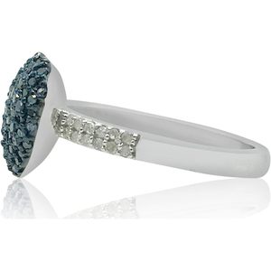 Anillo de Promesa con Domo en Forma de Corazón, 0.67 Cttw, Diamante Azul Natural y con Color Mejorado, Corte Redondo, Plata de Ley 925, para Mujer - Product Image 2