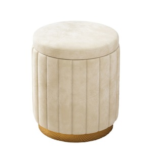 Light Luxury Round Velvet Makeup Chair Small Modern Dresser Stool <strong>with</strong> <strong>Storage</strong> <strong>Bench</strong> for Bedroom Fabric Seat for Sofa Home Use - Product Image 1