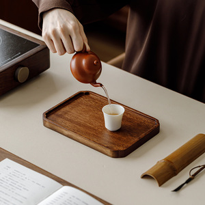 Walnut Wood Tea <b>Tray</b> <b>Small</b> Solid Wood Serving <b>Tray</b> For Tea Set Storage Household Use - Product Image 2