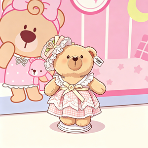 Teddy ISLAND, Muñeca de Peluche con Vestido a Cuadros Rosa Romántico Francés, con Autorización Global, Suave y Linda, Accesorio para Bolsos - Product Image 3