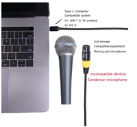 Cable Adaptador Flexible USB Tipo C Macho a XLR Hembra de 3 Pines con Carcasa de Metal y Nylon Negro para PC, Teléfono, Tableta, 2M 3M