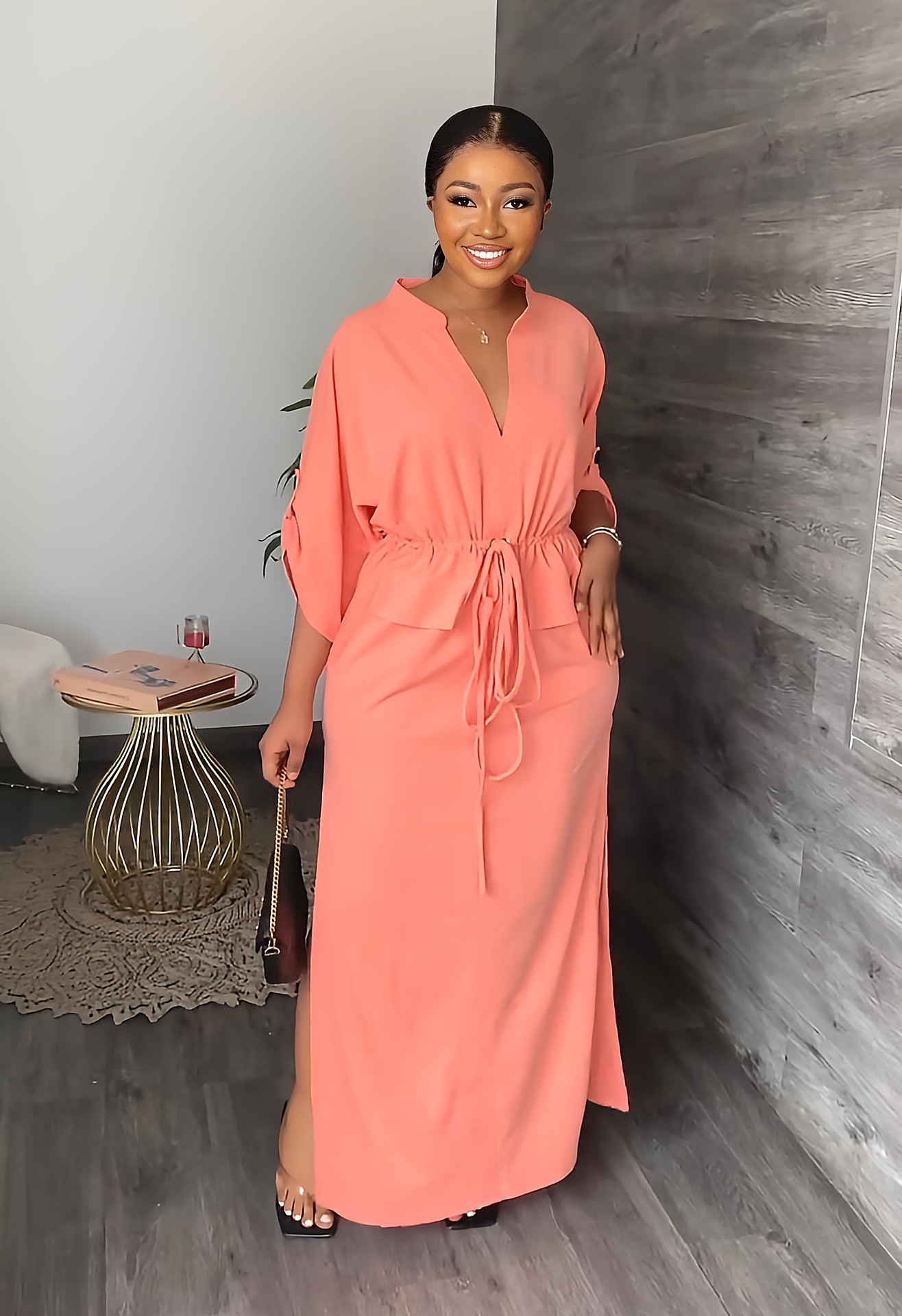 elastic waist shirt dress Wherever I Go Light Blue Stripe Smocked Waist Maxi Shirt Dress