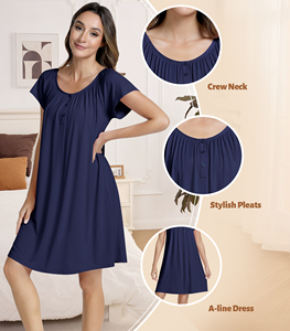 Liquidation Stock Prêt à Expédier : Robe de Nuit Femme en Bambou, Pyjama Femme, Vêtements de Nuit en Gros - Product Image 5