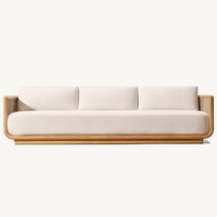Ensemble de canapés d'extérieur de luxe en forme de L en bois de teck, mobilier de jardin, ensemble de canapés d'extérieur en métal pour hôtel, ottoman de villa, ensembles de jardin
