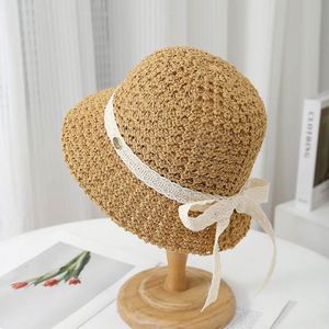 Women Pastoral Style Bucket Straw <b>Hat</b> Lace Ribbon Bowknot Spring Summer Casual Beach Sun <b>Hat</b> - Product Image 5
