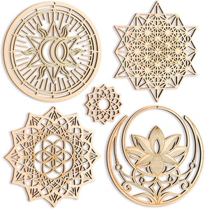 Géométrie Sacrée Mur Art Décor Cristal Grille Méditation Chakra Tenture Murale En Bois Poli Technique Spirituel Yoga Cadeau - Product Image 1