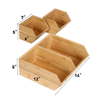 Lot de 3 boîtes de rangement empilables en bambou pour cuisine, rondes, multifonctionnelles, pour garde-manger domestique, vente en gros