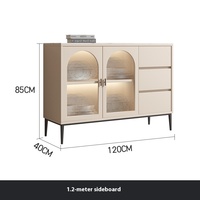 Buffet moderne simple en bois massif de style italien de luxe Rangement mural d'entrée avec lumière pour meubles de maquillage