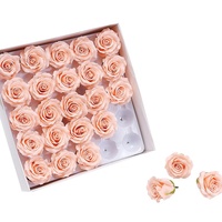 Aierflorist Têtes de roses en savon Manta de 6 cm, fleurs réalistes préservées, bords frisés, artisanat floral fait main, 25 tiges par boîte