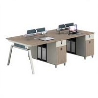 Poste de travail de bureau moderne en bois avec cloison pour 4 à 6 personnes, table de bureau avec 6 panneaux de séparation, garantie de cinq ans