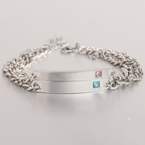 Valentine's Day <strong>Gift</strong> Simple Her King His <strong>Queen</strong> Crown Stainless Steel Diamond Couple Bracelet - Product Image 4