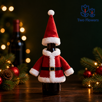 Deux mini-housses tricotées en bois doux pour bouteilles de vin rouge, motif fleur, décoration de Noël