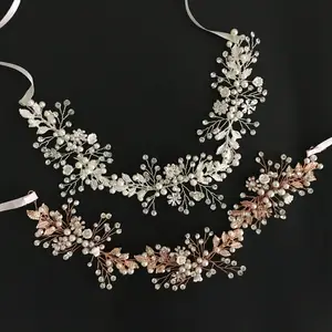 Smsl — serre-tête de mariage avec strass et perles en cristal, fait à la main, Vintage, accessoire de mariée, bijoux pour femmes