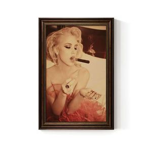 Cigar Poster Wall Art <strong>Framed</strong> Sexy Girl Industrial Style Canvas Painting For Pub Lounge Decor - Product Image 3
