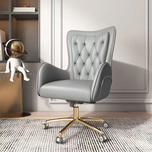 Muebles de oficina modernos <span class=keywords><strong>Silla</strong></span> de oficina de cuero giratoria con marco dorado de lujo para <span class=keywords><strong>escritorio</strong></span> de computadora <span class=keywords><strong>Silla</strong></span> de habitación de oficina - Product Image 4