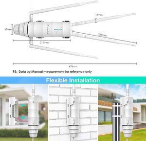 Dual Bands 1200Mbps 100-300M Wifi ครอบคลุม Extender กลางแจ้ง AP ไร้สาย PoE AC1200 <span class=keywords><strong>Wavlink</strong></span> - Product Image 6