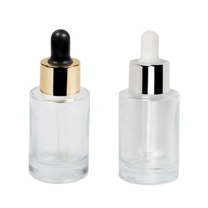 Emballage de cosmétiques personnalisé de <span class=keywords><strong>luxe</strong></span> Flacon compte-gouttes en verre de 30ml Flacon vide de sérum en verre transparent avec compte-gouttes - Product Image 1