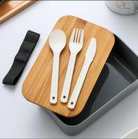Boîte de rangement des aliments à couche unique écologique de style européen, boîte à lunch portable bento en paille de blé avec couvercle en bambou, vaisselle pour enfant